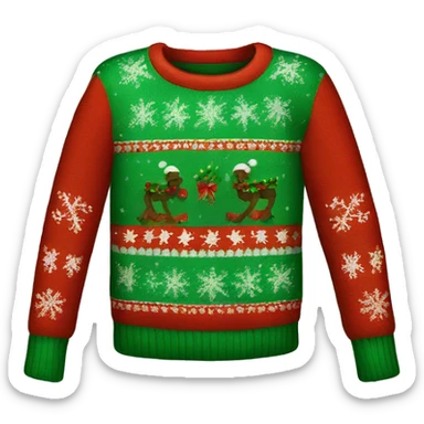 red and green christmas sweater sticker
