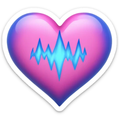 Pink heart with blue flames sticker