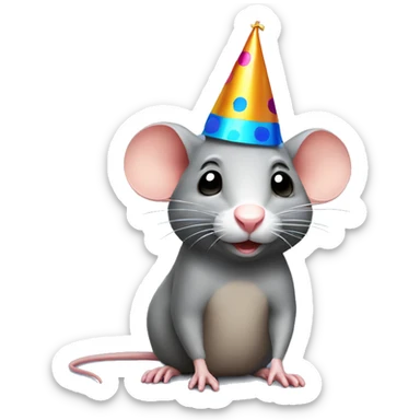 rat with a party hat sticker