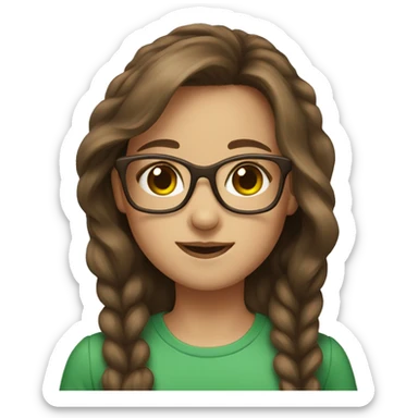 Emoji portrait of girl brown hair green glasses wearing a berre  sticker