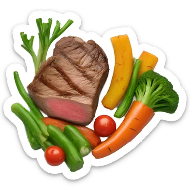 cooked steak and veggies on a plate sticker