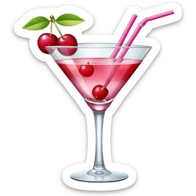 galentines red and pink cocktail with cherry sticker