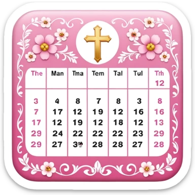 make a catholic calendar with very girly pink tones. sticker
