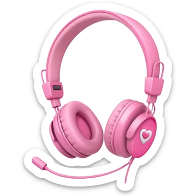 pink headphones with bows, playful and bright emoji style sticker