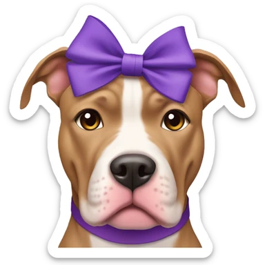 Light brown pitbull with cropped ears and purple bows sticker