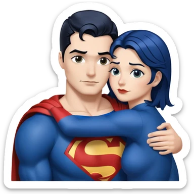 {{{{{intimate}}}}}moment between lovers, {{long}} dark blue hair, superman sticker