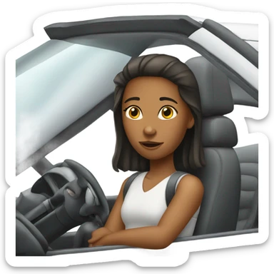 Girl driving in white car  sticker