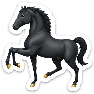 Black full horse two legs up emojis  sticker