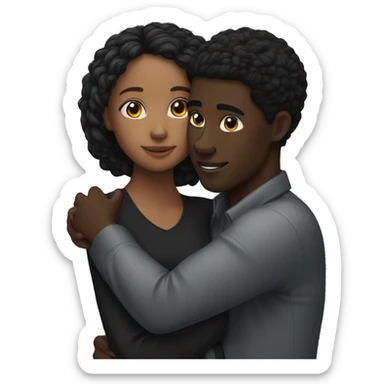 Create a Black male hugging a Black female AI. sticker