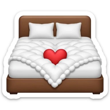 fully white bed with hearts sticker