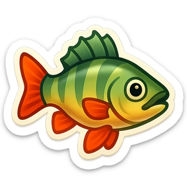 perch fish, emoji style, inspired by Twitter Emoji Stickers, simple and expressive sticker