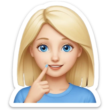 put a finger on the tip of the nose!! but In a cute way, bye a blond girl with blue yes  sticker