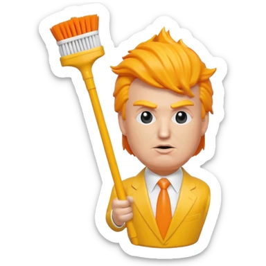 a toilet brush in the shape of donald trump sticker