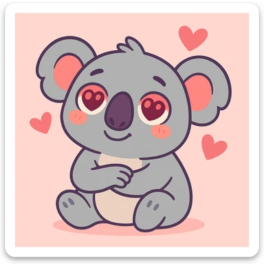 a cute koala in love, dreamy eyes, pastel colors sticker