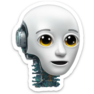 AI  robot brain profile like machine learning cute vibe sticker
