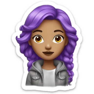 designer girl with violet hair sticker