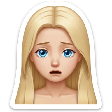 beautiful white girl with long straight blonde hair und blue eyes crying sticker