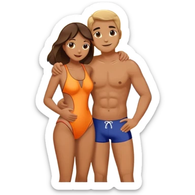 couple hugging at the beach sticker