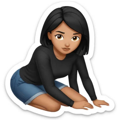 Black hair woman bent over sticker