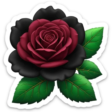 Rosa negra con hojas verdes sticker