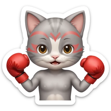 Happy face Gray baby girl kitten boxing  sticker