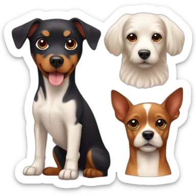 a dog of the zwergpinscher breed and a fluffy dog of the Maltese breed sticker