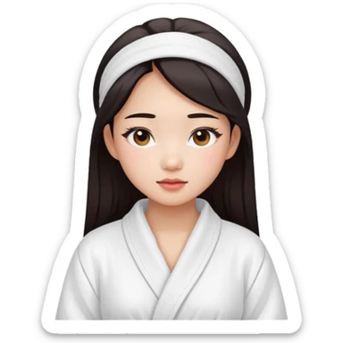 girl aesthetic emoji, asian beautiful make up white Bathrobe sticker