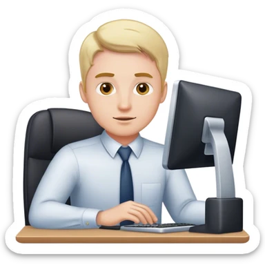 The scene where the male protagonist Mark in Life Cutting works in the office sticker