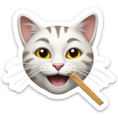 Cat with toothpick sticker