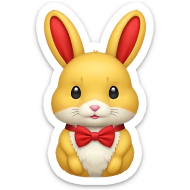 yellow bunny with red bowtie sticker