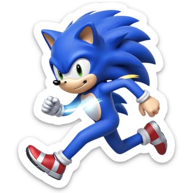 Sonic the hedgehog running away that is well done sticker