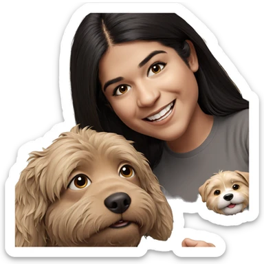 girl smiling with dog sticker