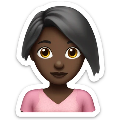 Dark skinned girl with long black hair wearing pink dress sticker