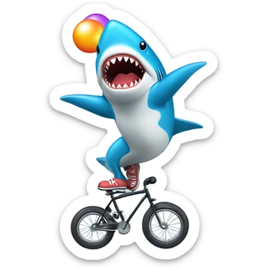 shark juggling on a unicy sticker