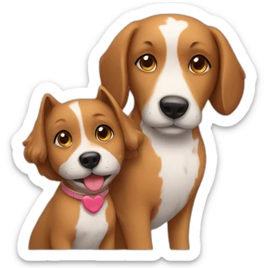 love dog and girl sticker