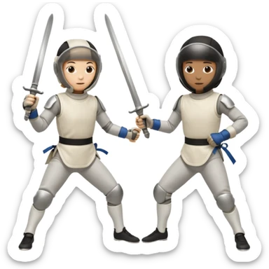 Two people who are fencing sticker