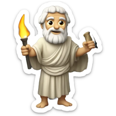 greek philosopher plato handing a torch in cave sticker