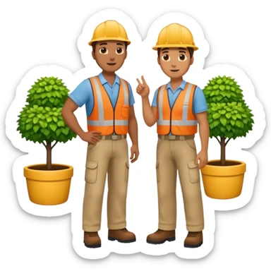 Landscaping company employee talking to his client, full body sticker
