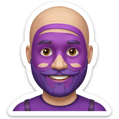 bald purple bearded man with face paint sticker