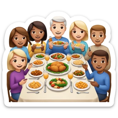 people eating dinner together sticker