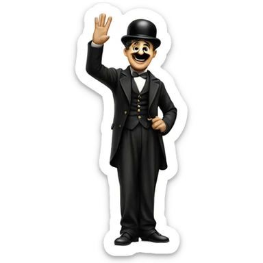 charlie chaplin raising his hand sticker