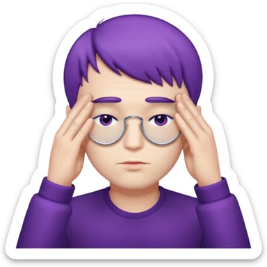 men with purple short hair which cover eyes sticker