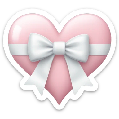 Pastel pink heart with white bow sticker