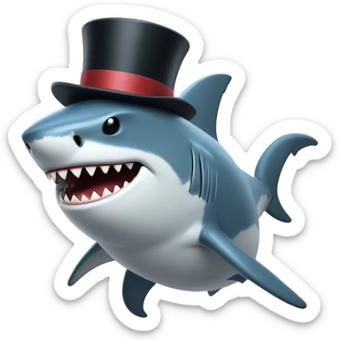 shark with finger guns and a top hat sticker