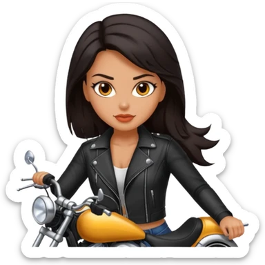Hot biker babe with dark hair  sticker