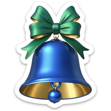blue christmas bell with pine  sticker