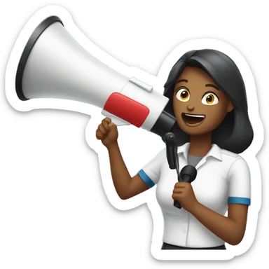 sHr women making an announcement with a megaphone sticker