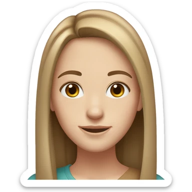 white girl with hazel eyes and brown straight medium hair and freckles smiling  sticker