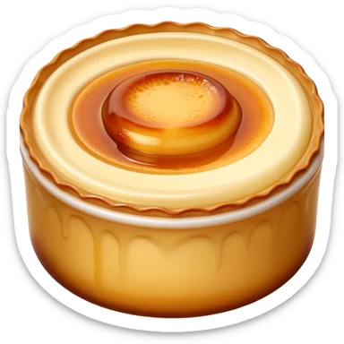 Cinematic Realistic Cr√®me Br√ªl√©e Dessert Emoji, depicted as a rich custard with a perfectly caramelized sugar top rendered with exquisite textures and warm, inviting lighting. sticker