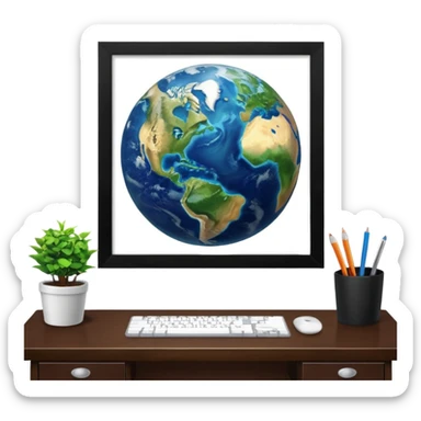 Planet earth emoji on the office  sticker